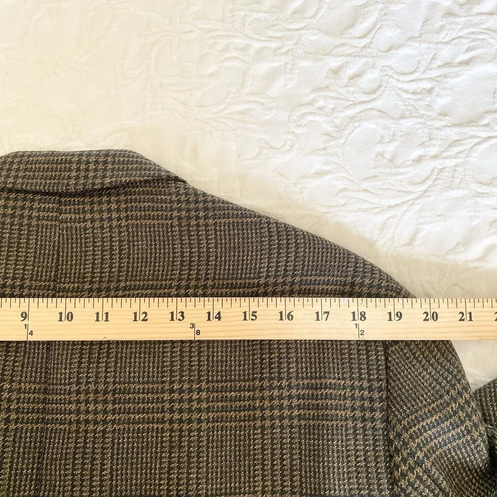 VTG Chaps Ralph Lauren Blazer Men 41R Olive Brown Houndstooth Canada Coat Wool